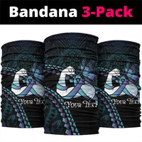 Personalised Polynesia Suicide Prevention Month Neck Gaiter Brave Strong Butterfly Teal Purple Ribbon LT14 package One Size: 25*50cm Purple - Polynesian Pride