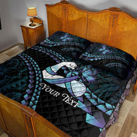 Personalised Polynesia Suicide Prevention Month Quilt Bed Set Brave Strong Butterfly Teal Purple Ribbon LT14 - Polynesian Pride