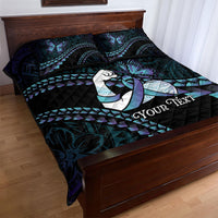 Personalised Polynesia Suicide Prevention Month Quilt Bed Set Brave Strong Butterfly Teal Purple Ribbon LT14 - Polynesian Pride
