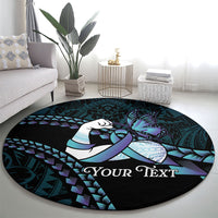 Personalised Polynesia Suicide Prevention Month Round Carpet Brave Strong Butterfly Teal Purple Ribbon LT14 - Polynesian Pride