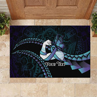Personalised Polynesia Suicide Prevention Month Rubber Doormat Brave Strong Butterfly Teal Purple Ribbon LT14 Purple - Polynesian Pride