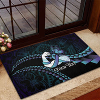 Personalised Polynesia Suicide Prevention Month Rubber Doormat Brave Strong Butterfly Teal Purple Ribbon LT14 - Polynesian Pride