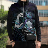 Personalised Polynesia Suicide Prevention Month Sleeveless Puffer Jacket Brave Strong Butterfly Teal Purple Ribbon LT14 - Polynesian Pride