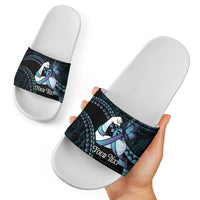 Personalised Polynesia Suicide Prevention Month Slide Sandals Brave Strong Butterfly Teal Purple Ribbon LT14 - Polynesian Pride