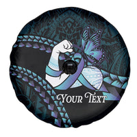 Personalised Polynesia Suicide Prevention Month Spare Tire Cover Brave Strong Butterfly Teal Purple Ribbon LT14 - Polynesian Pride