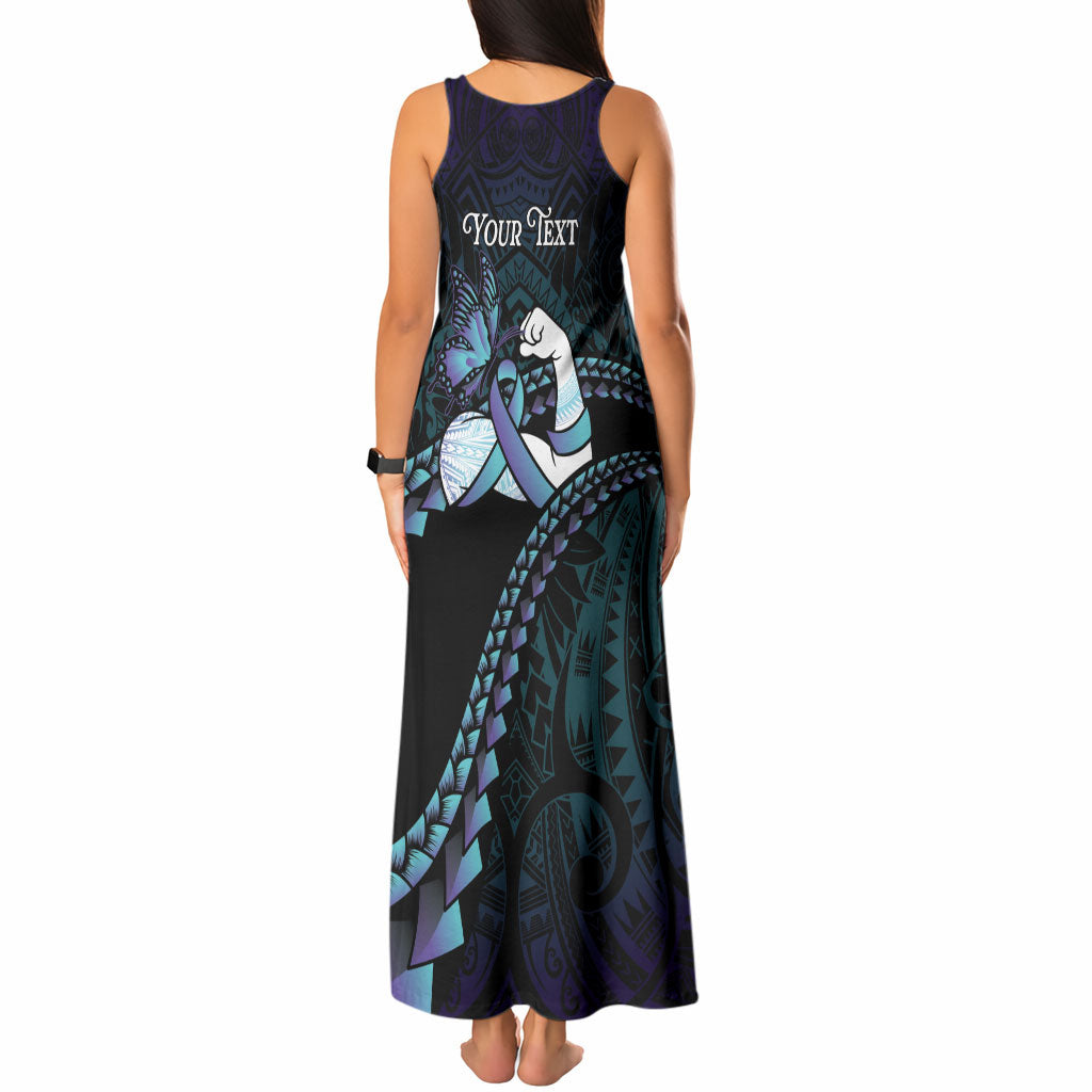 Personalised Polynesia Suicide Prevention Month Tank Maxi Dress Brave Strong Butterfly Teal Purple Ribbon LT14 - Polynesian Pride