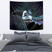 Personalised Polynesia Suicide Prevention Month Tapestry Brave Strong Butterfly Teal Purple Ribbon LT14 - Polynesian Pride