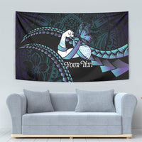 Personalised Polynesia Suicide Prevention Month Tapestry Brave Strong Butterfly Teal Purple Ribbon LT14 - Polynesian Pride