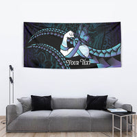 Personalised Polynesia Suicide Prevention Month Tapestry Brave Strong Butterfly Teal Purple Ribbon LT14 - Polynesian Pride