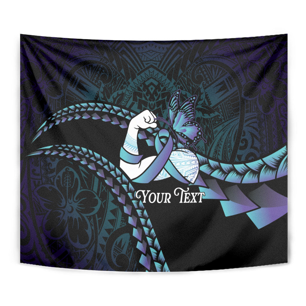 Personalised Polynesia Suicide Prevention Month Tapestry Brave Strong Butterfly Teal Purple Ribbon LT14 - Polynesian Pride