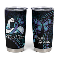Personalised Polynesia Suicide Prevention Month Tumbler Cup Brave Strong Butterfly Teal Purple Ribbon LT14 Purple - Polynesian Pride