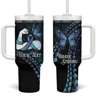 Personalised Polynesia Suicide Prevention Month Tumbler With Handle Brave Strong Butterfly Teal Purple Ribbon LT14 One Size: 40 oz Purple - Polynesian Pride