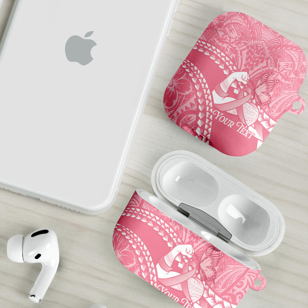 Personalised Polynesia Breast Cancer Awareness AirPods Case Brave Strong Butterfly Pink Ribbon LT14 - Polynesian Pride