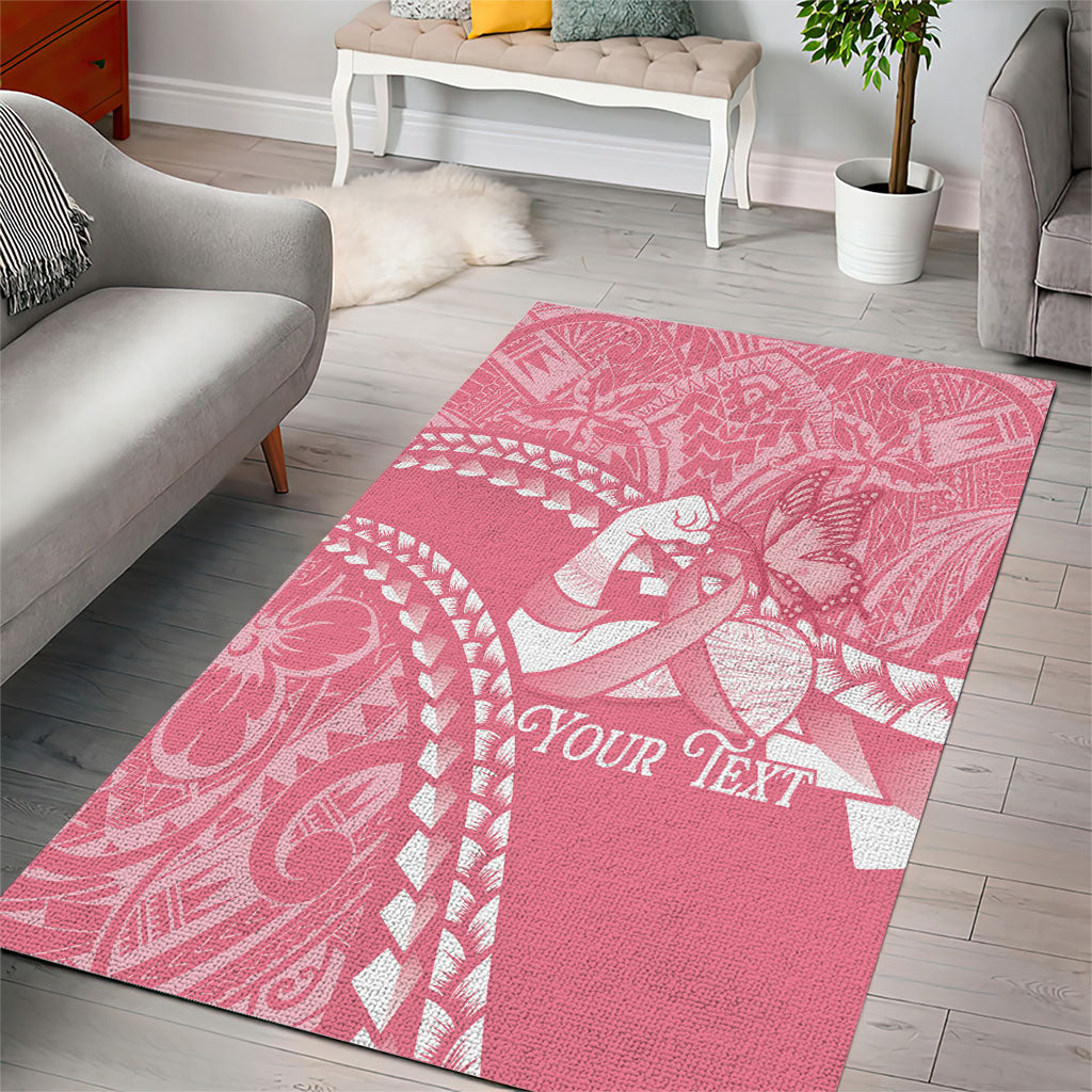Personalised Polynesia Breast Cancer Awareness Area Rug Brave Strong Butterfly Pink Ribbon LT14 - Polynesian Pride