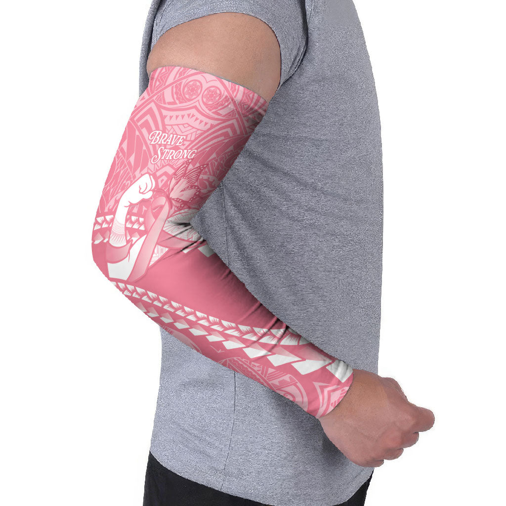 Personalised Polynesia Breast Cancer Awareness Arm Sleeves Brave Strong Butterfly Pink Ribbon LT14 - Polynesian Pride
