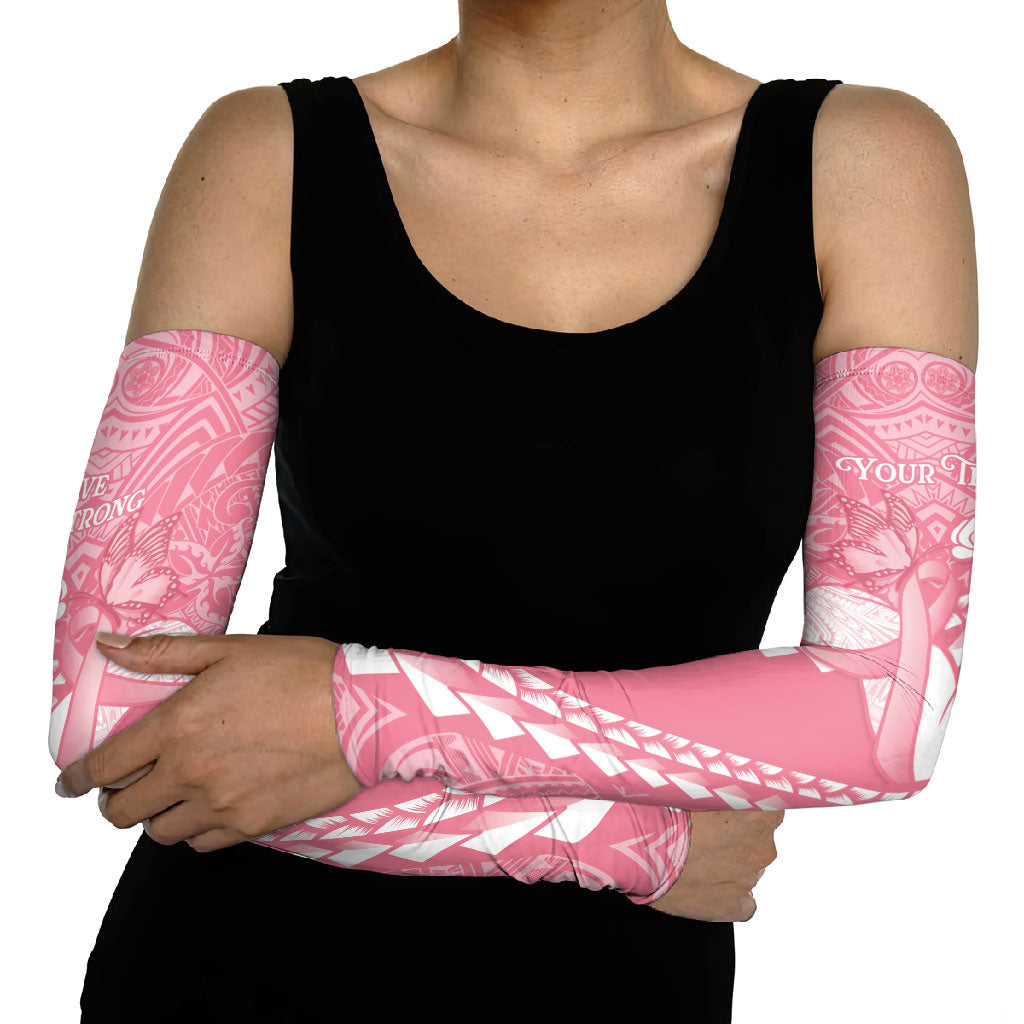 Personalised Polynesia Breast Cancer Awareness Arm Sleeves Brave Strong Butterfly Pink Ribbon LT14 - Polynesian Pride