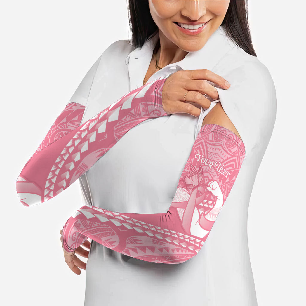 Personalised Polynesia Breast Cancer Awareness Arm Sleeves Brave Strong Butterfly Pink Ribbon LT14 - Polynesian Pride