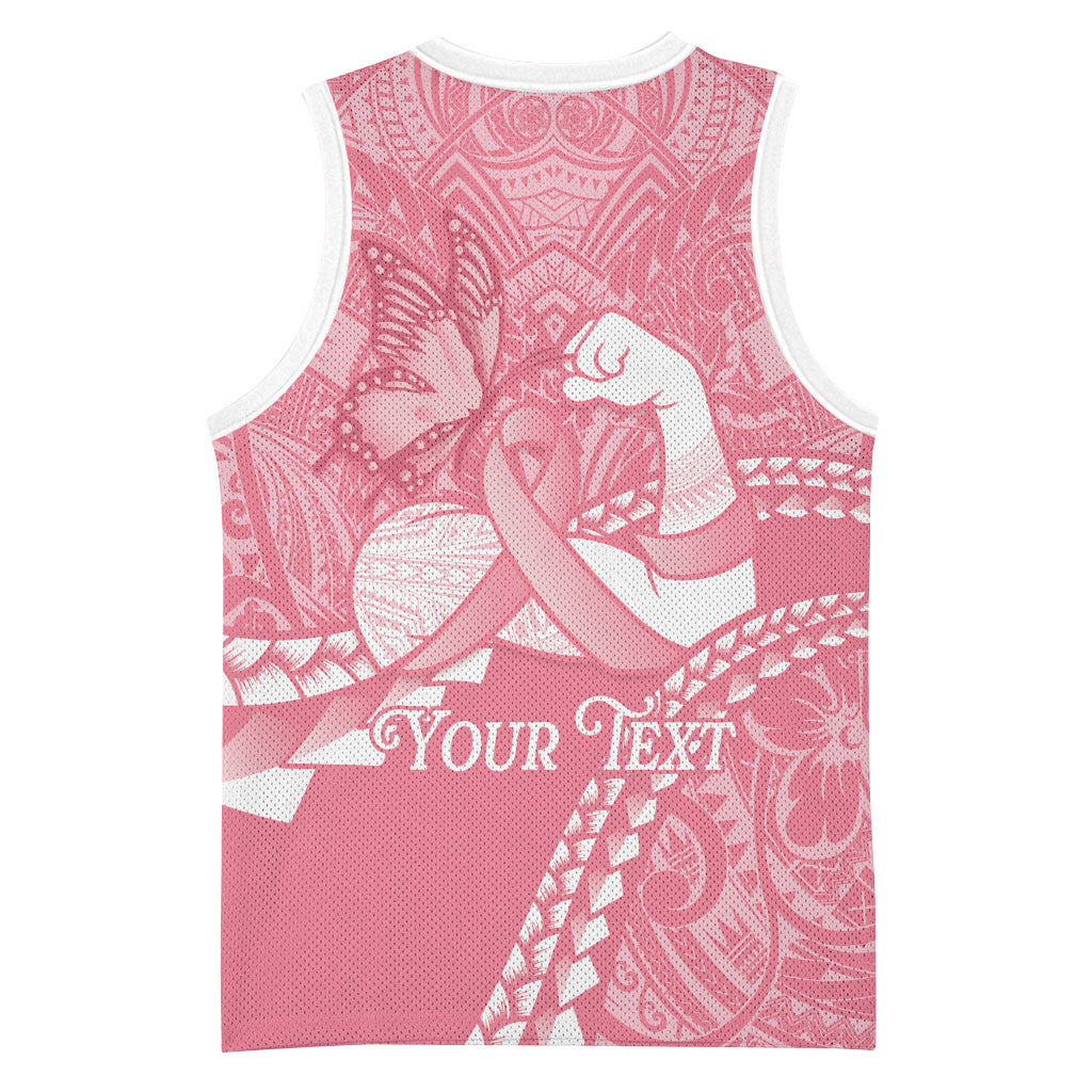 Personalised Polynesia Breast Cancer Awareness Basketball Jersey Brave Strong Butterfly Pink Ribbon LT14 - Polynesian Pride
