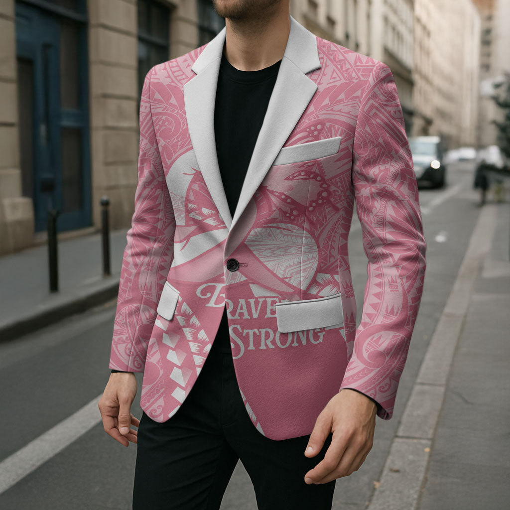 Personalised Polynesia Breast Cancer Awareness Blazer Brave Strong Butterfly Pink Ribbon LT14 - Polynesian Pride