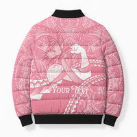 Personalised Polynesia Breast Cancer Awareness Bomber Puffer Jacket Brave Strong Butterfly Pink Ribbon LT14 - Polynesian Pride