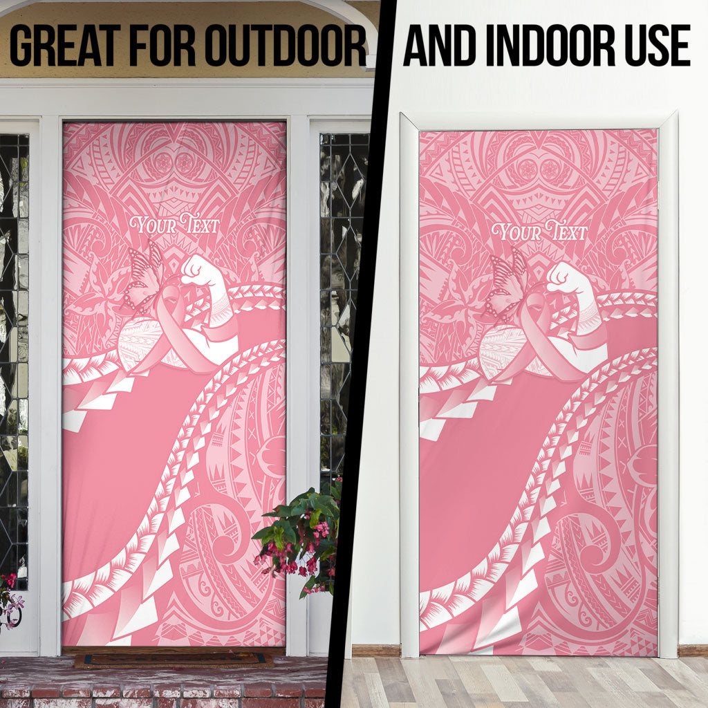 Personalised Polynesia Breast Cancer Awareness Door Cover Brave Strong Butterfly Pink Ribbon LT14 - Polynesian Pride
