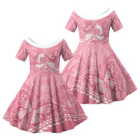 Personalised Polynesia Breast Cancer Awareness Family Matching Puletasi and Hawaiian Shirt Brave Strong Butterfly Pink Ribbon LT14 Daughter's Dress Pink - Polynesian Pride