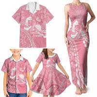 Personalised Polynesia Breast Cancer Awareness Family Matching Tank Maxi Dress and Hawaiian Shirt Brave Strong Butterfly Pink Ribbon LT14 - Polynesian Pride
