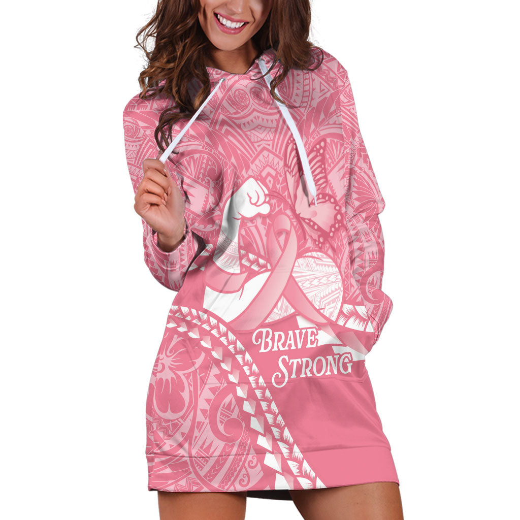 Personalised Polynesia Breast Cancer Awareness Hoodie Dress Brave Strong Butterfly Pink Ribbon LT14 Pink - Polynesian Pride