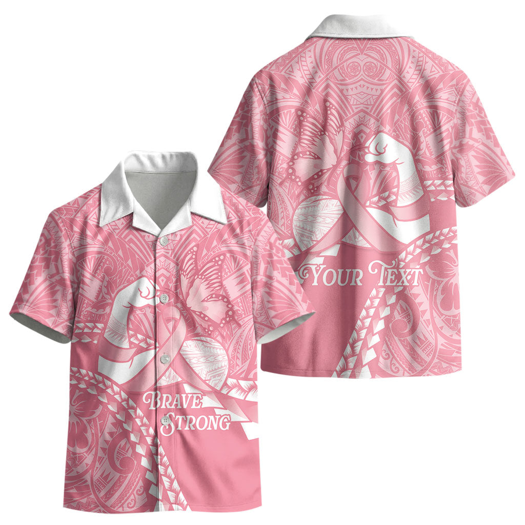 Personalised Polynesia Breast Cancer Awareness Kid Hawaiian Shirt Brave Strong Butterfly Pink Ribbon LT14 - Polynesian Pride