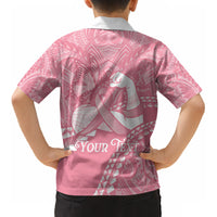 Personalised Polynesia Breast Cancer Awareness Kid Hawaiian Shirt Brave Strong Butterfly Pink Ribbon LT14 - Polynesian Pride