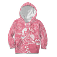 Personalised Polynesia Breast Cancer Awareness Kid Hoodie Brave Strong Butterfly Pink Ribbon LT14 Hoodie Pink - Polynesian Pride