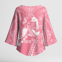 Personalised Polynesia Breast Cancer Awareness Kimono Sleeve Blouse Brave Strong Butterfly Pink Ribbon LT14 - Polynesian Pride