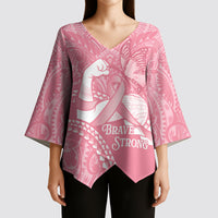 Personalised Polynesia Breast Cancer Awareness Kimono Sleeve Blouse Brave Strong Butterfly Pink Ribbon LT14 - Polynesian Pride
