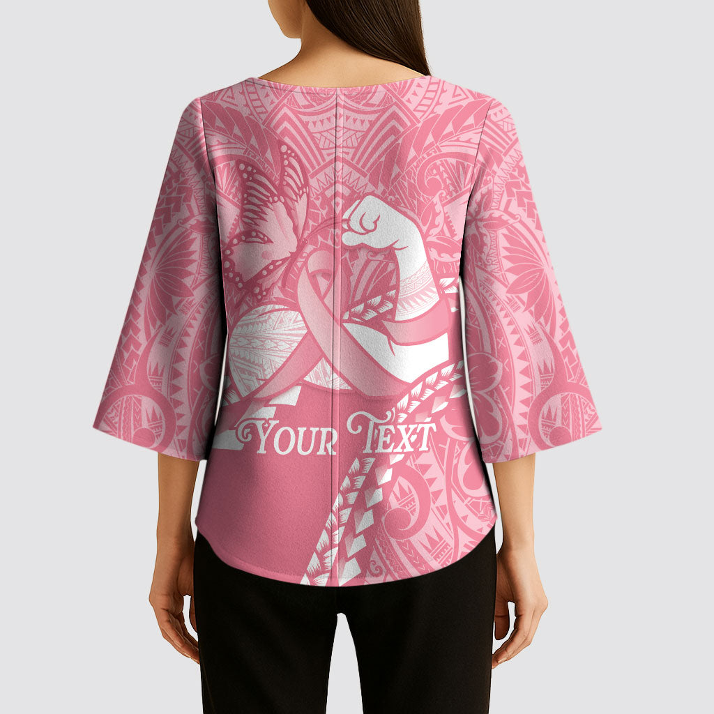 Personalised Polynesia Breast Cancer Awareness Kimono Sleeve Blouse Brave Strong Butterfly Pink Ribbon LT14 - Polynesian Pride