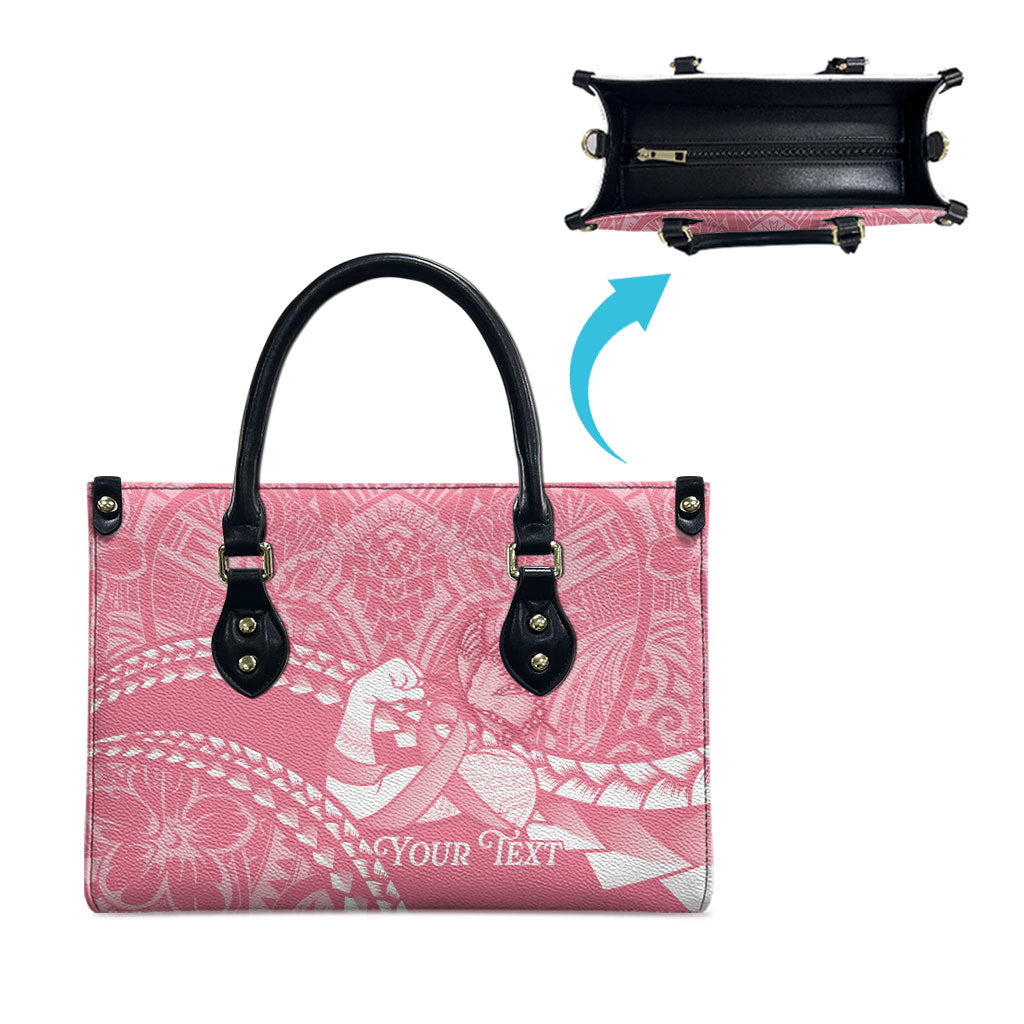 Personalised Polynesia Breast Cancer Awareness Leather Bag Brave Strong Butterfly Pink Ribbon LT14 - Polynesian Pride