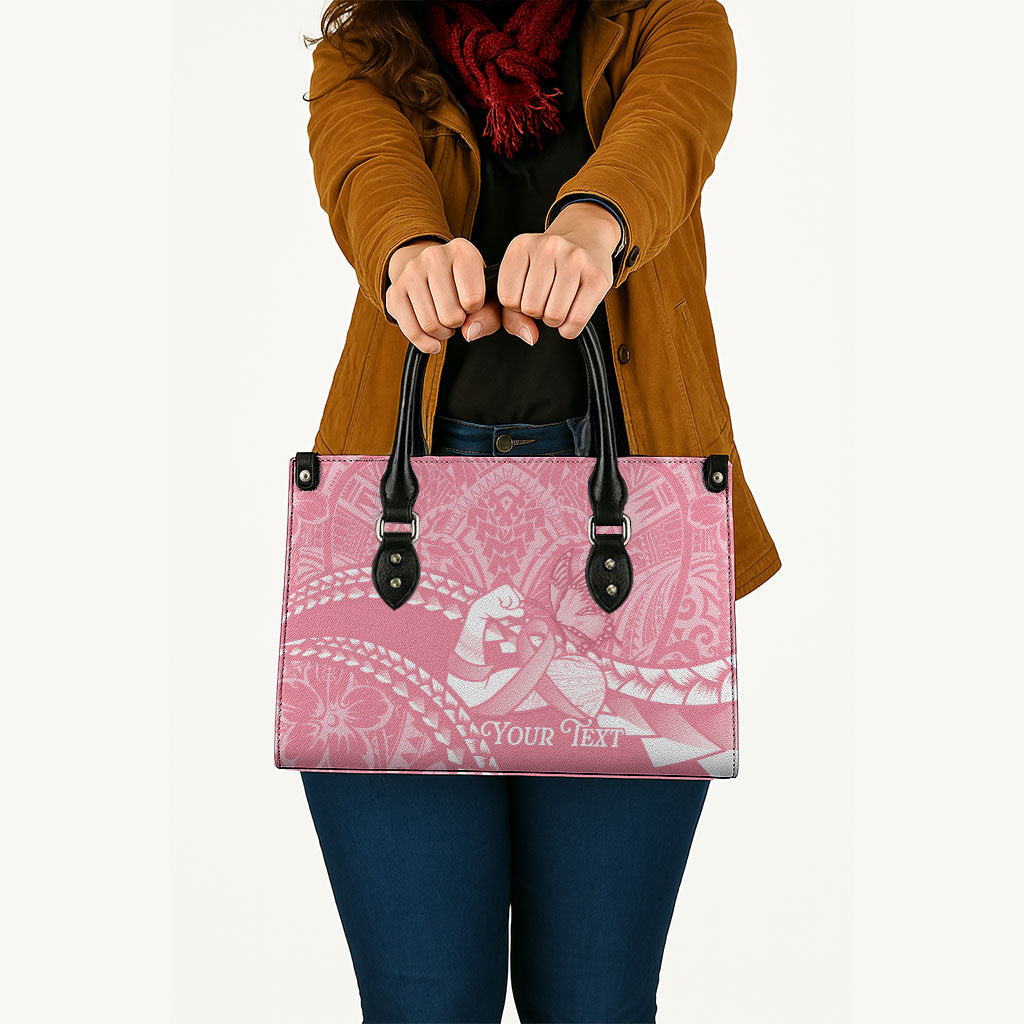 Personalised Polynesia Breast Cancer Awareness Leather Bag Brave Strong Butterfly Pink Ribbon LT14 - Polynesian Pride