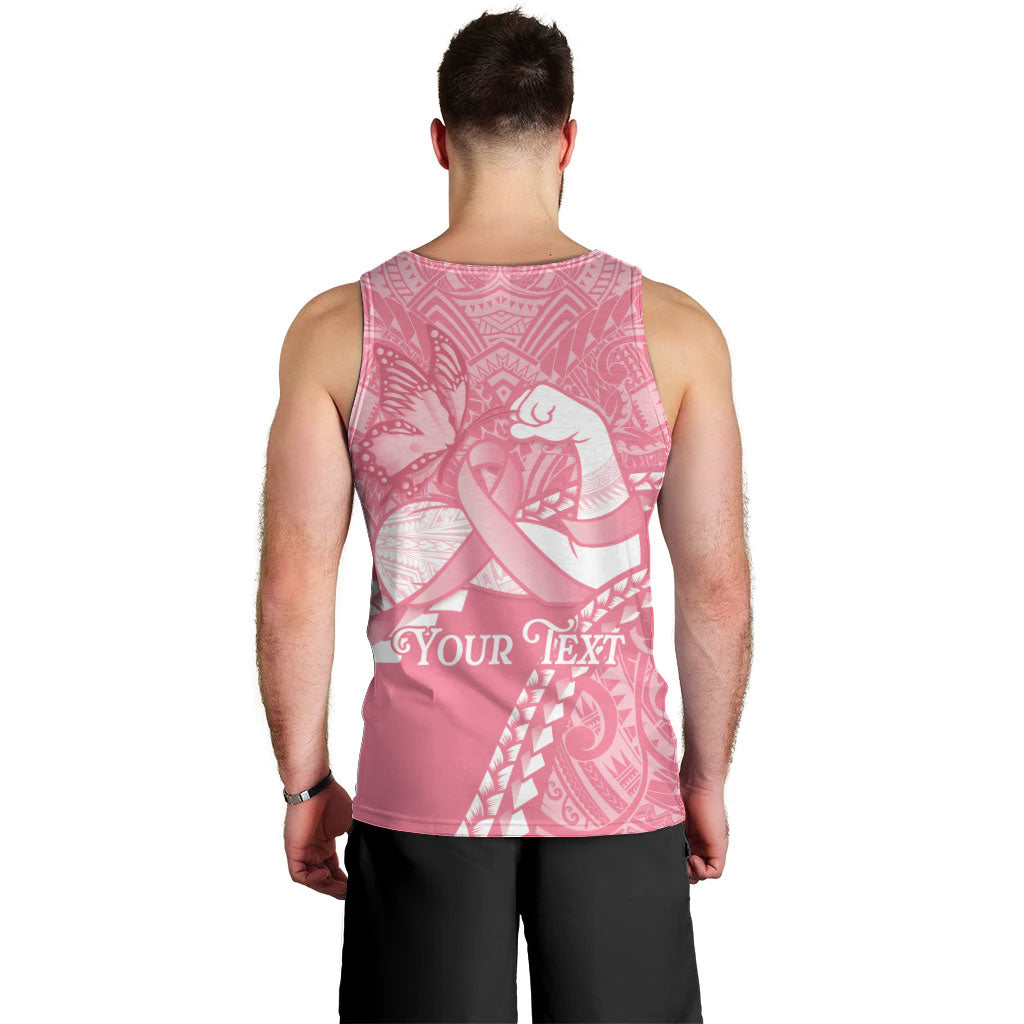 Personalised Polynesia Breast Cancer Awareness Men Tank Top Brave Strong Butterfly Pink Ribbon LT14 - Polynesian Pride