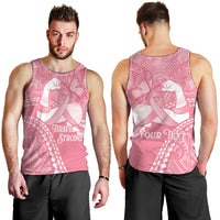 Personalised Polynesia Breast Cancer Awareness Men Tank Top Brave Strong Butterfly Pink Ribbon LT14 - Polynesian Pride