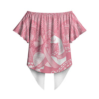 Personalised Polynesia Breast Cancer Awareness Off Shoulder Wrap Waist Top Brave Strong Butterfly Pink Ribbon LT14 - Polynesian Pride