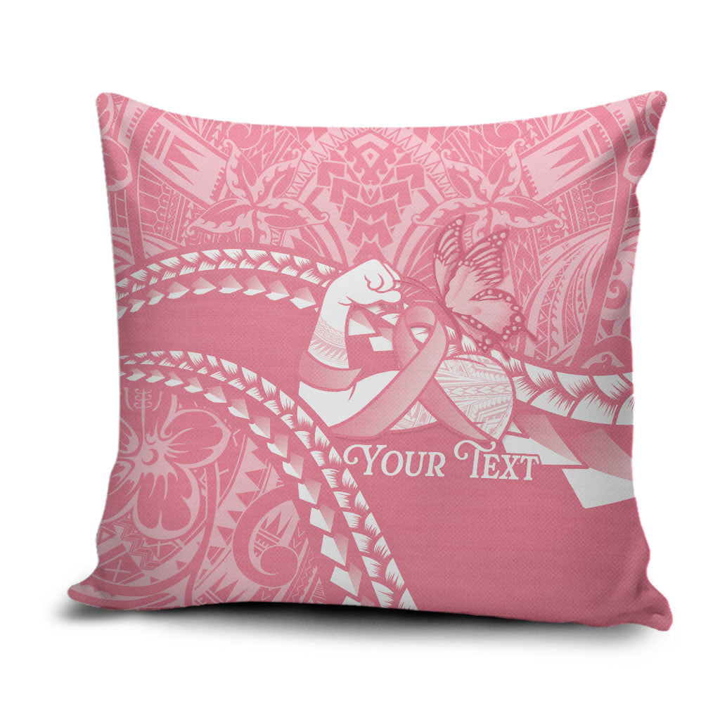 Personalised Polynesia Breast Cancer Awareness Pillow Cover Brave Strong Butterfly Pink Ribbon LT14 Pink - Polynesian Pride