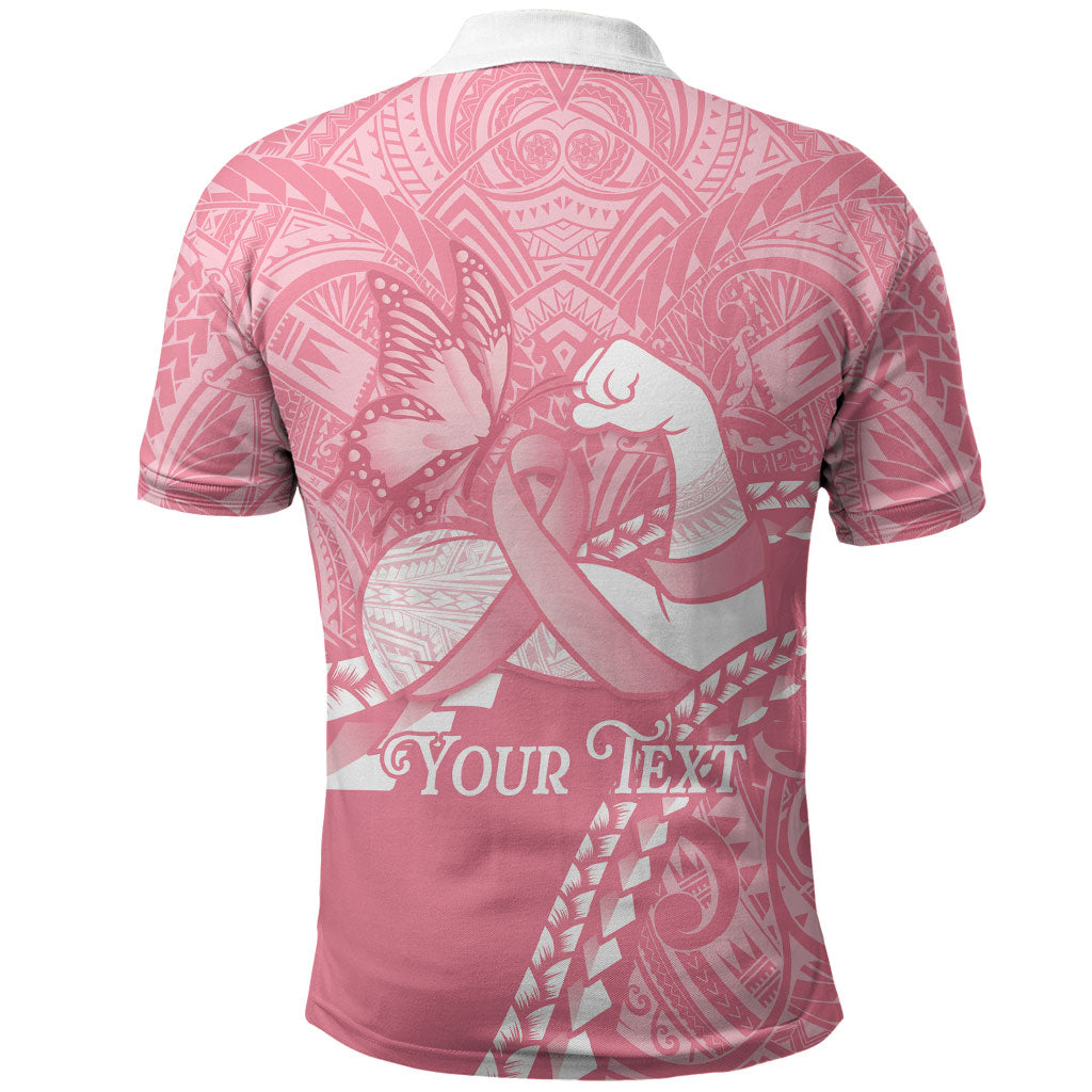 Personalised Polynesia Breast Cancer Awareness Polo Shirt Brave Strong Butterfly Pink Ribbon LT14 - Polynesian Pride