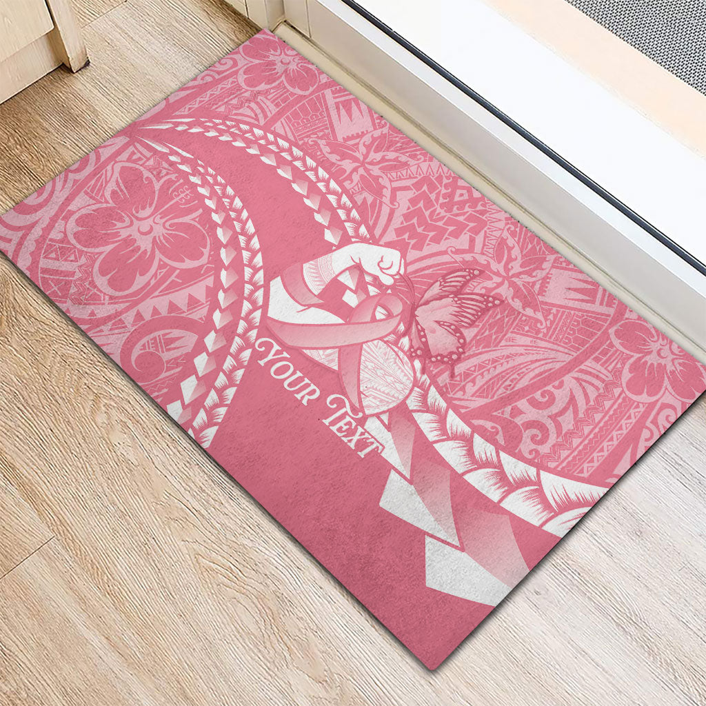 Personalised Polynesia Breast Cancer Awareness Rubber Doormat Brave Strong Butterfly Pink Ribbon LT14 - Polynesian Pride