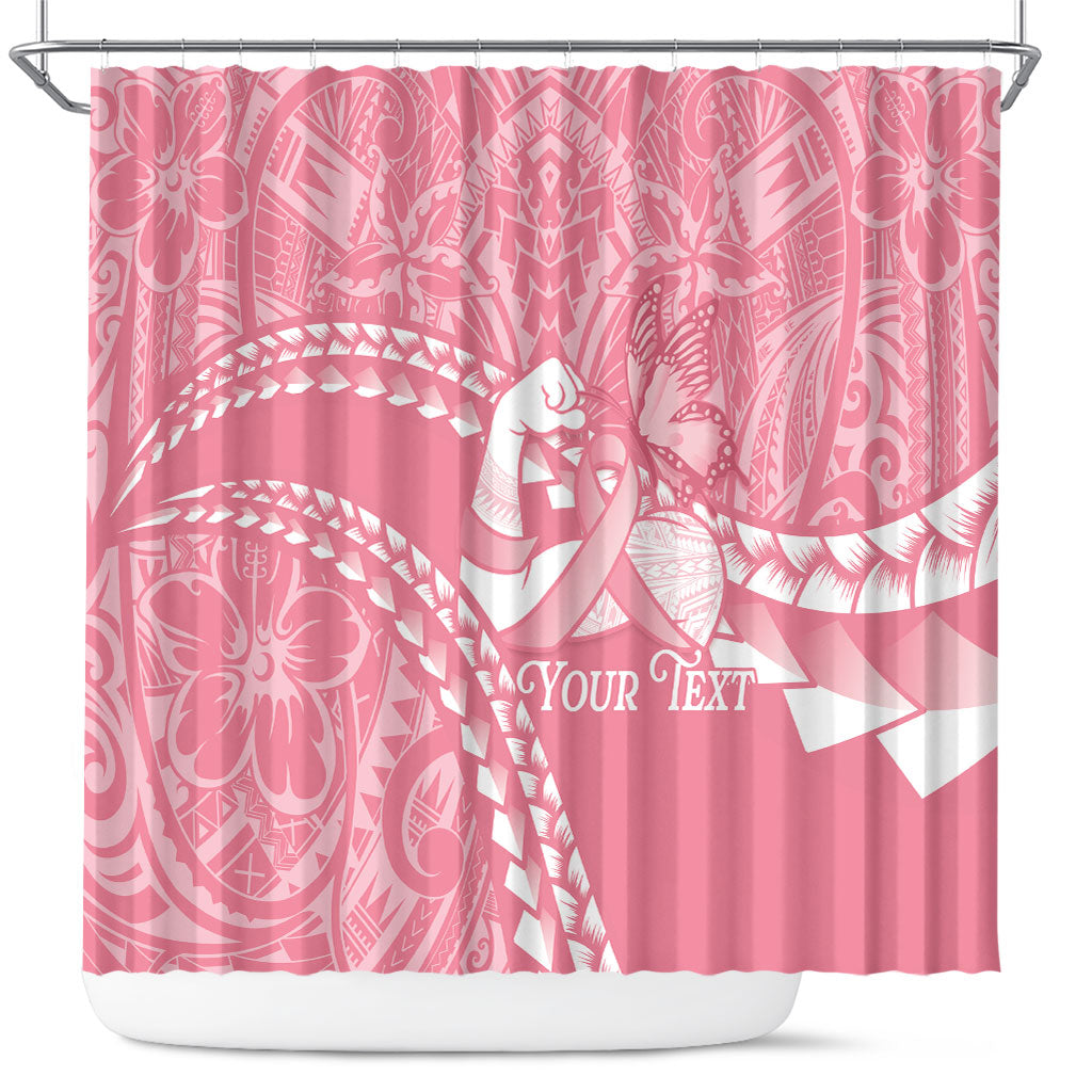 Personalised Polynesia Breast Cancer Awareness Shower Curtain Brave Strong Butterfly Pink Ribbon LT14 Pink - Polynesian Pride