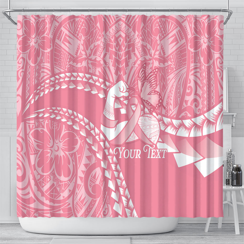 Personalised Polynesia Breast Cancer Awareness Shower Curtain Brave Strong Butterfly Pink Ribbon LT14 - Polynesian Pride