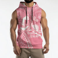 Personalised Polynesia Breast Cancer Awareness Sleeveless Hoodie Brave Strong Butterfly Pink Ribbon LT14 - Polynesian Pride