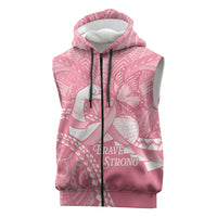 Personalised Polynesia Breast Cancer Awareness Sleeveless Zip Hoodie Brave Strong Butterfly Pink Ribbon LT14 Pink - Polynesian Pride