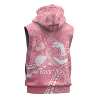 Personalised Polynesia Breast Cancer Awareness Sleeveless Zip Hoodie Brave Strong Butterfly Pink Ribbon LT14 - Polynesian Pride