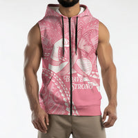 Personalised Polynesia Breast Cancer Awareness Sleeveless Zip Hoodie Brave Strong Butterfly Pink Ribbon LT14 - Polynesian Pride