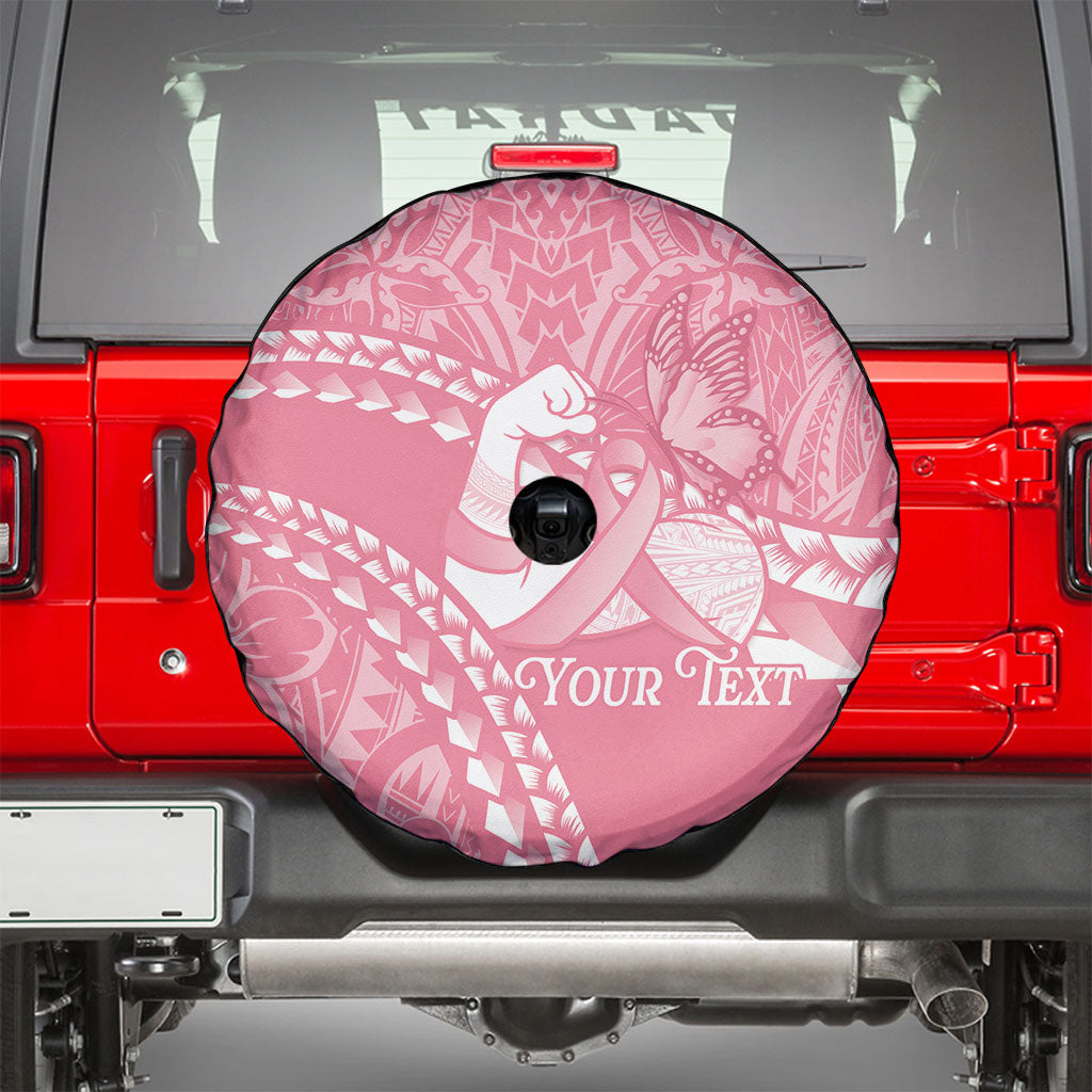 Personalised Polynesia Breast Cancer Awareness Spare Tire Cover Brave Strong Butterfly Pink Ribbon LT14 - Polynesian Pride