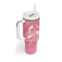 Personalised Polynesia Breast Cancer Awareness Tumbler With Handle Brave Strong Butterfly Pink Ribbon LT14 - Polynesian Pride